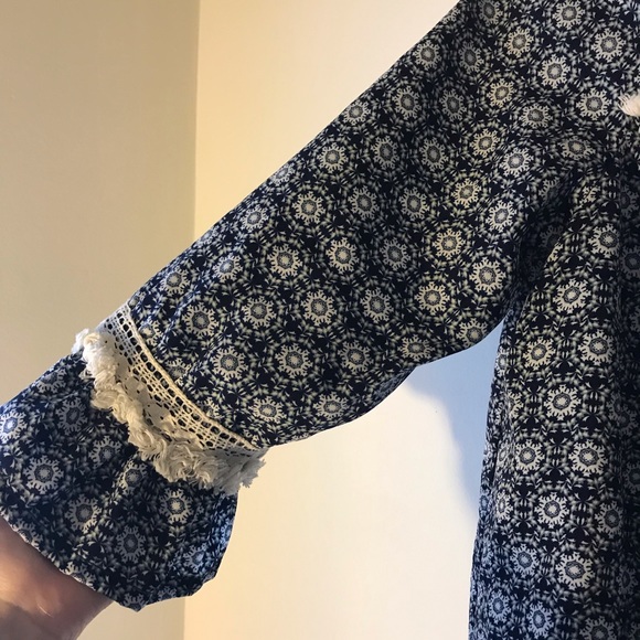 Navy and cream cardigan with frill details!!! - Picture 4 of 6